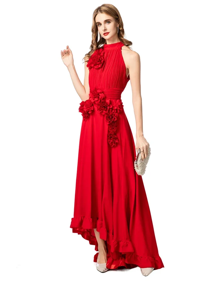 

Gowns Customized Elegant Dresses For Special Occasions Prom Evening Dresses Mermaid Halter Chiffon Hi-Lo 3D Flower Party