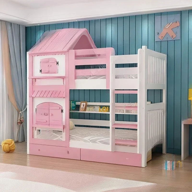 Cama doble sencilla de diseño para bebé, mueble de madera para dormitorio, con almacenamiento