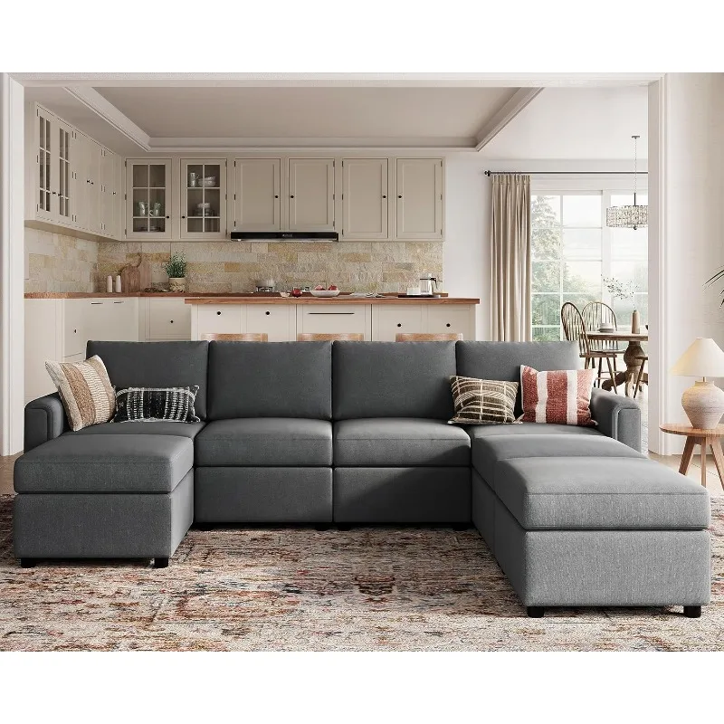 Modular Sofa, Sectional Couch U Shaped Sofa Couch with Storage, Memory Foam, Modular Sectionals Sofa with Ottomans, 7 Seat Sofa