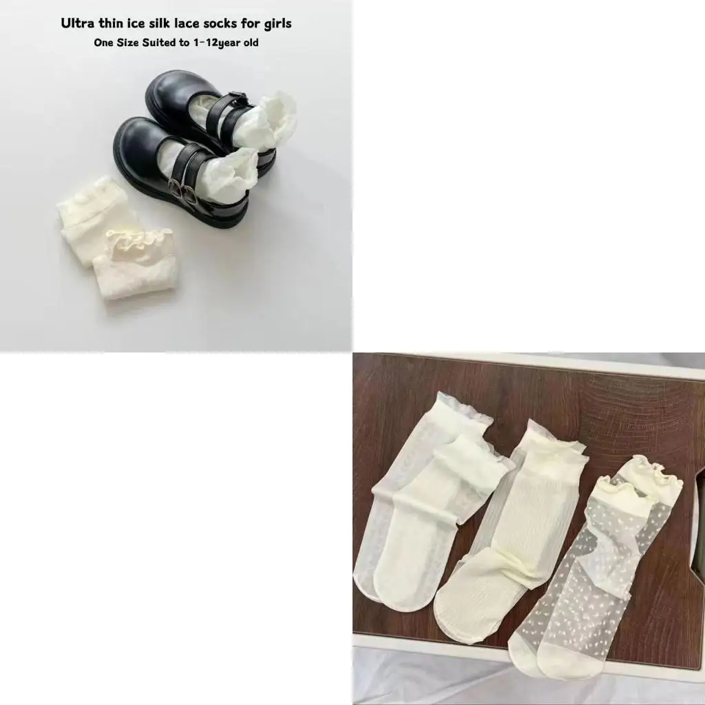 

Нескользящие детские носки, эластичные кружевные носки с рюшами, школьные носки, мягкие носки до щиколотки, шелковые носки для 3