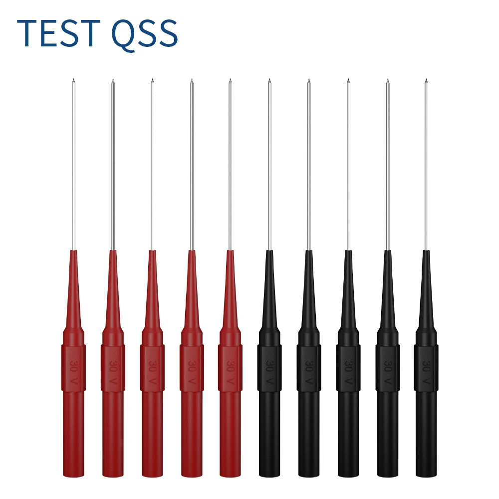 QSS 10 PCS 1MM Test Probe Needle Multimeter Stainless Steel Piercing Back Probe 4MM Banana Socket Auto Repair Tool Q.30009+