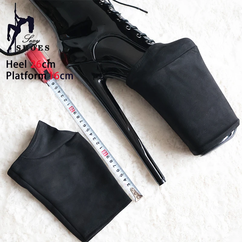 Black Suede High Heels Durable Shoes Cover 15cm 17cm 20cm 26cm Super Pole Dancing Boots Sandals Training Shoes Protector Cover