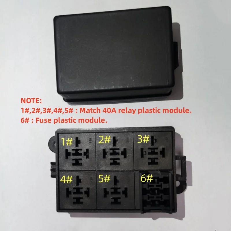 

Car 3-Way Fuse Box Spot Light Modification Switch Control Box Relay PIN Plastic Box 5 relay Plug plastic modules