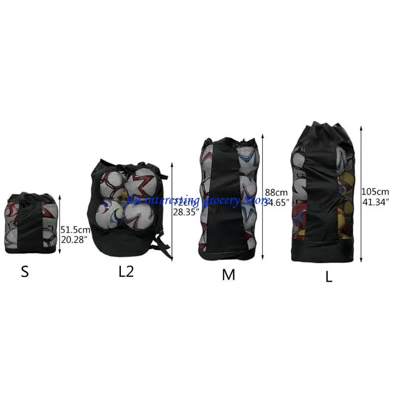 JU17 Drawstring Mesh Bag for Balls Waterproof Storage Bag for Football Basketball Training Equipment Bag with Shoulder Strap