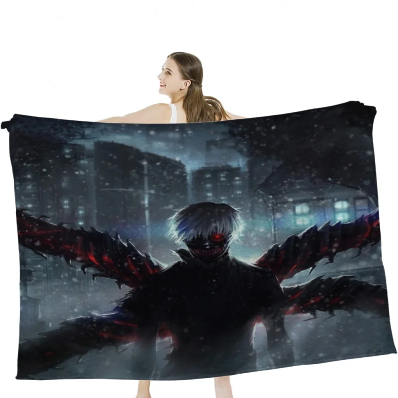 Kaneki Ken Throw Blankets Soft Velvet Blanket Camping Bedding Blanket Cold Cinema or Travel