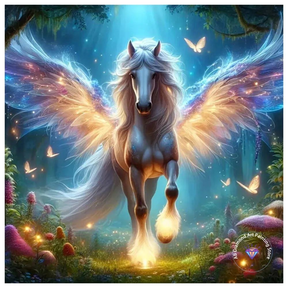

Angel Horse Animal AB Diamond Painting Kit Square Round Diamond 5D DIY Mosaic Handmade Art Adult Exquisite Gift Home Decor