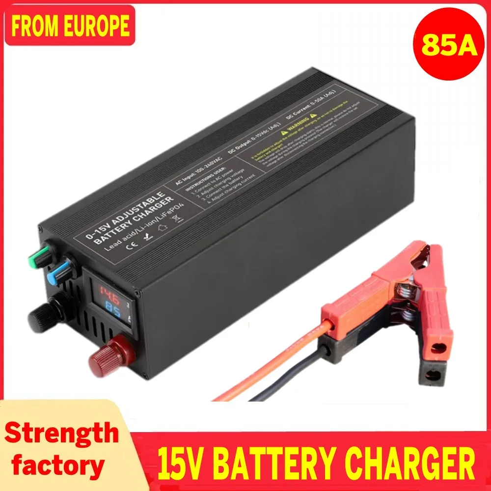 12v Lifepo4 Charger 60A Battery Charger 85a Power Supply Adjustable Voltage and Current 12.6v14.6V Smart Charger