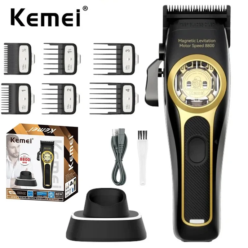 Kemei 2373 Professional Barber Fade Hair Clippers Cordless Hair Trimmer Electric Men Hair Cutting Machine Magnetic Motor 8800RPM