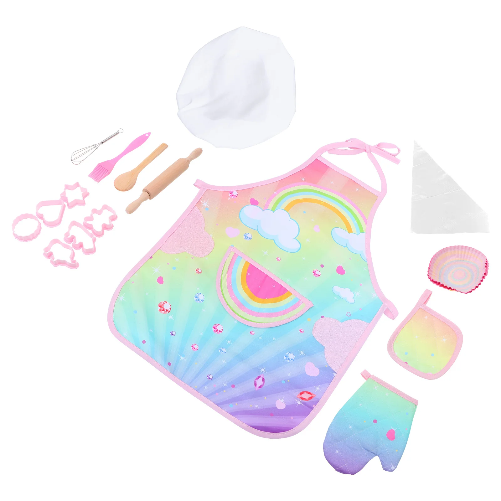 

1Set Baking Tools Kids Cooking Set Dinosaur Apron Educational Pretend Play Kitchenware Playthings Children Chef Bake Mold Cutter