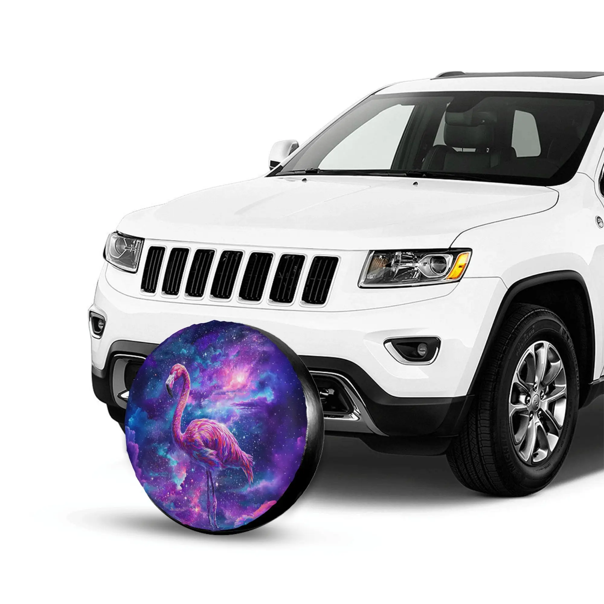 

1pc Flamingo Print Car Spare Tire Protection Cover, Suitable For 14 Inch, 15 Inch, 16 Inch, And 17 Inch Tires, Suitable For Jeep