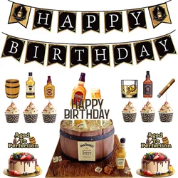 Whiskey Cupcake Toppers Aged to Perfection Party Supplies for Whiskey Party Man 40th 50th Happy Birthday Party Baking Supplies