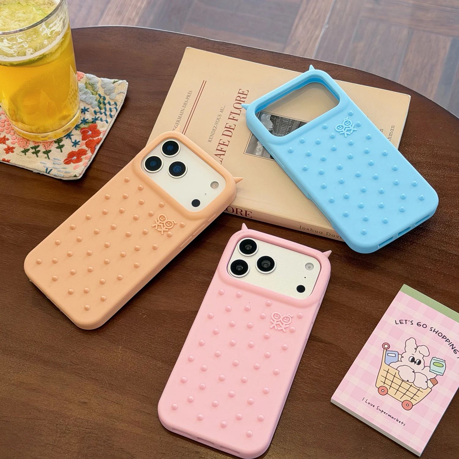 

3D Cute Bubble Stress Relief Phone Case for iPhone 17 Pro Max 16 15 14 13 12,Soft Silicone Shockproof Protect Cover,Massage Dots