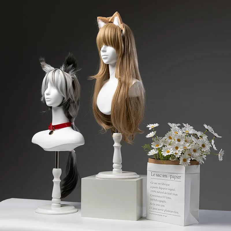 

cos дисплей для парика, специальная форма для головы для Мао Ниан, кронштейн для головы животного, ожерелье, дисплей для шелкового шарфа, тупая белая форма для головы-пустышки