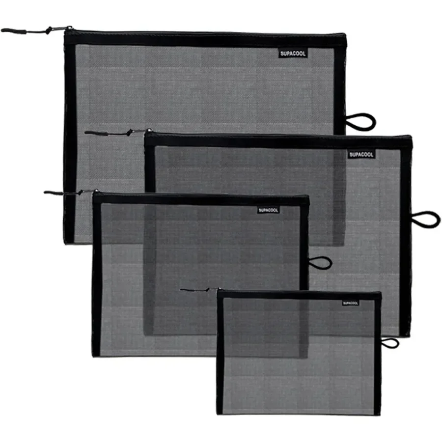 4個セット トラベルメッシュメイクアップバッグ コスメオーガナイザーポーチ ジッパー付き 男女兼用 おむつ収納ポーチ ナイロントイレタリーポーチ