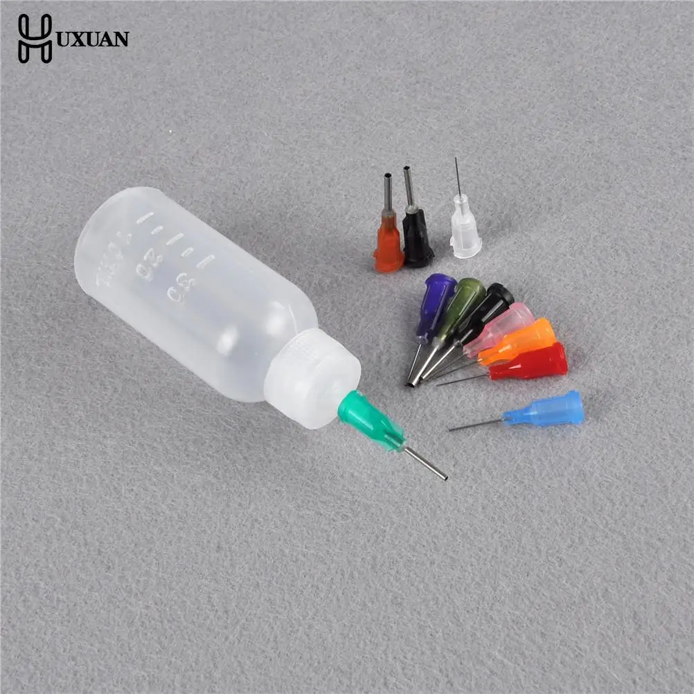 

30ml Transparent Polyethylene Needle Dispenser Dispensing Bottle For Rosin Solder Flux Paste + 11 Needles Tools