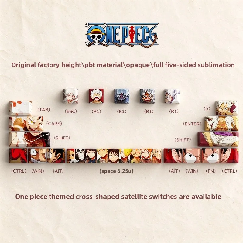One Piece cartoon keycap personality 2D DIY mechanical keyboard decoration keycap pbt height opaque anime peripheral wholesale