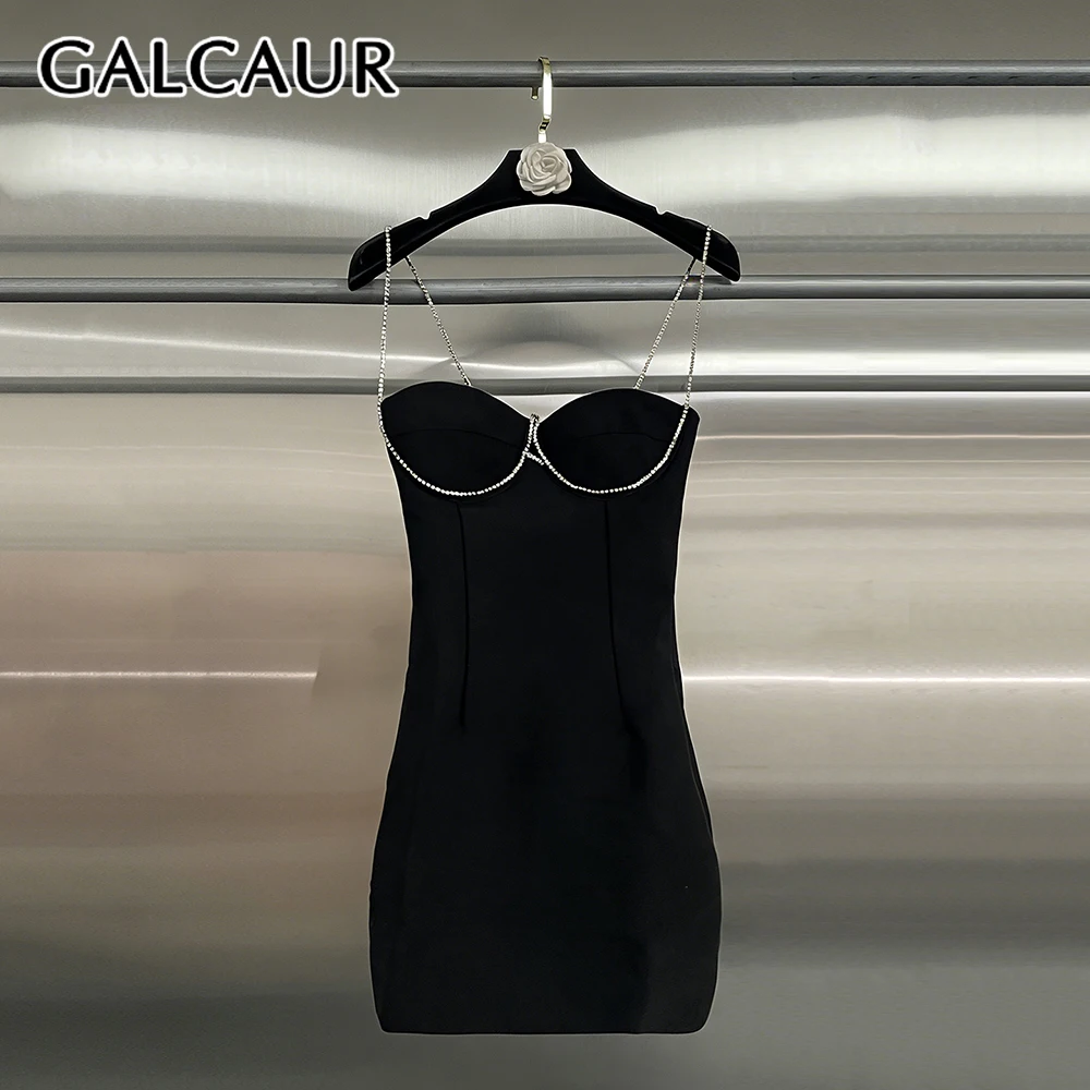 

Черное платье GALCAUR с ромбовидным узором, женское, с квадратным воротником, без рукавов, свободного кроя, роскошное, для вечеринок, модное летнее платье, новинка.