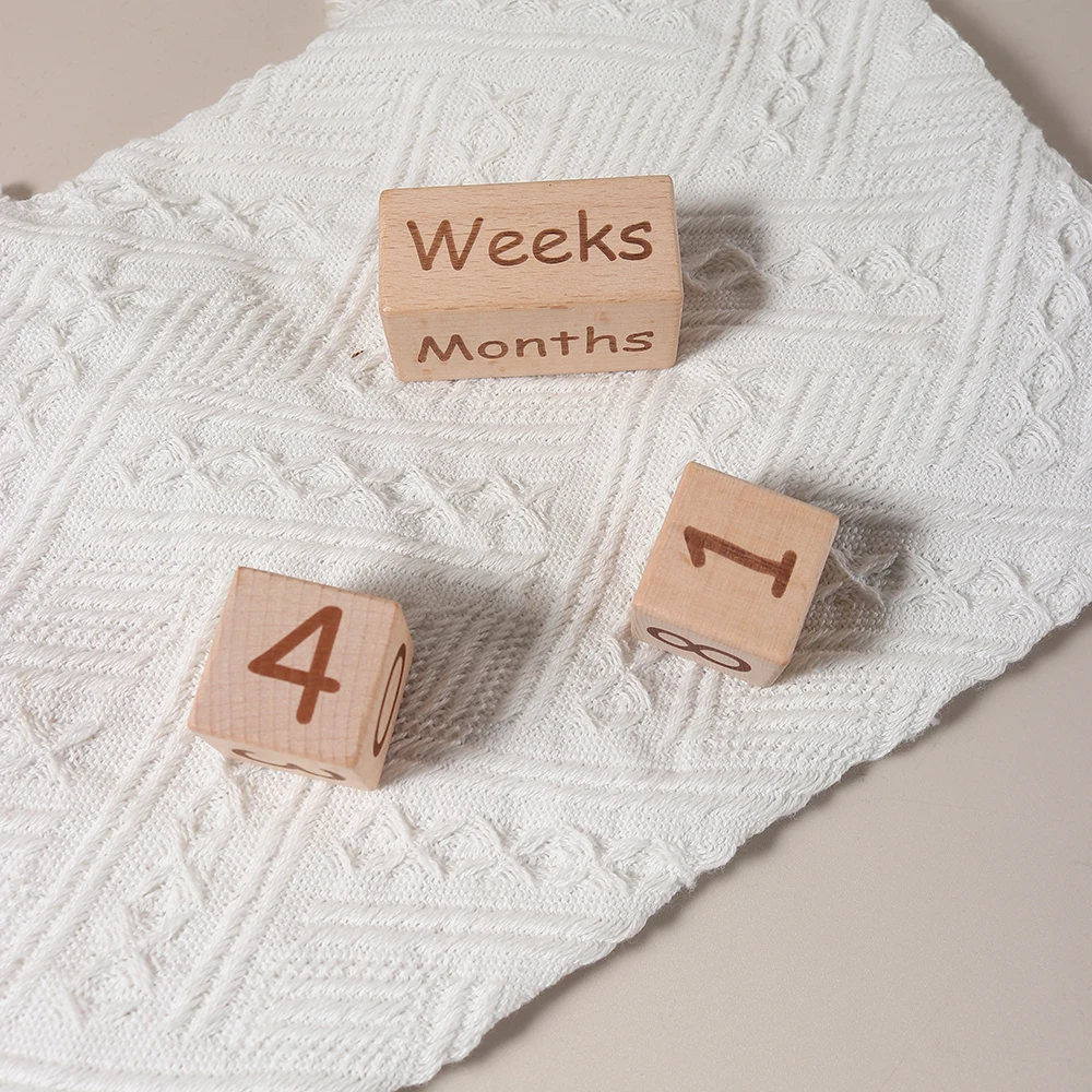 4pcs/set baby beech wooden engraving monthly milestone block baby tree birth gift
