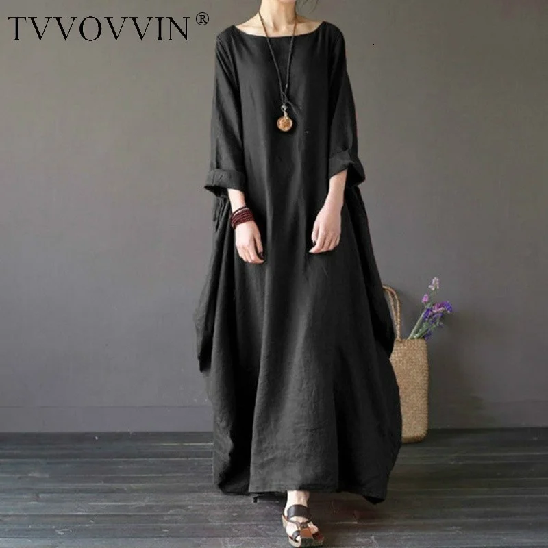 2021 estate autunno abiti di grandi dimensioni donna 4xl 5xl abito lungo vintage allentato Boho Shirt Dress Maxi Robe fashion Female Q293