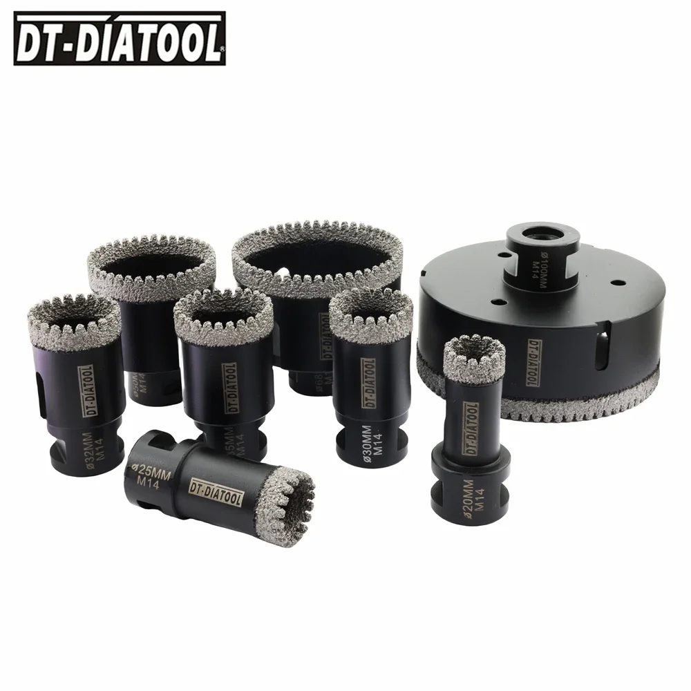 DIATOOL 1pc/2pcs Diamond Drilling Core Bit Serrated Drill Hole Saw Drill for Tile Granite Marble Ceramic Tile Crown M14 Thread