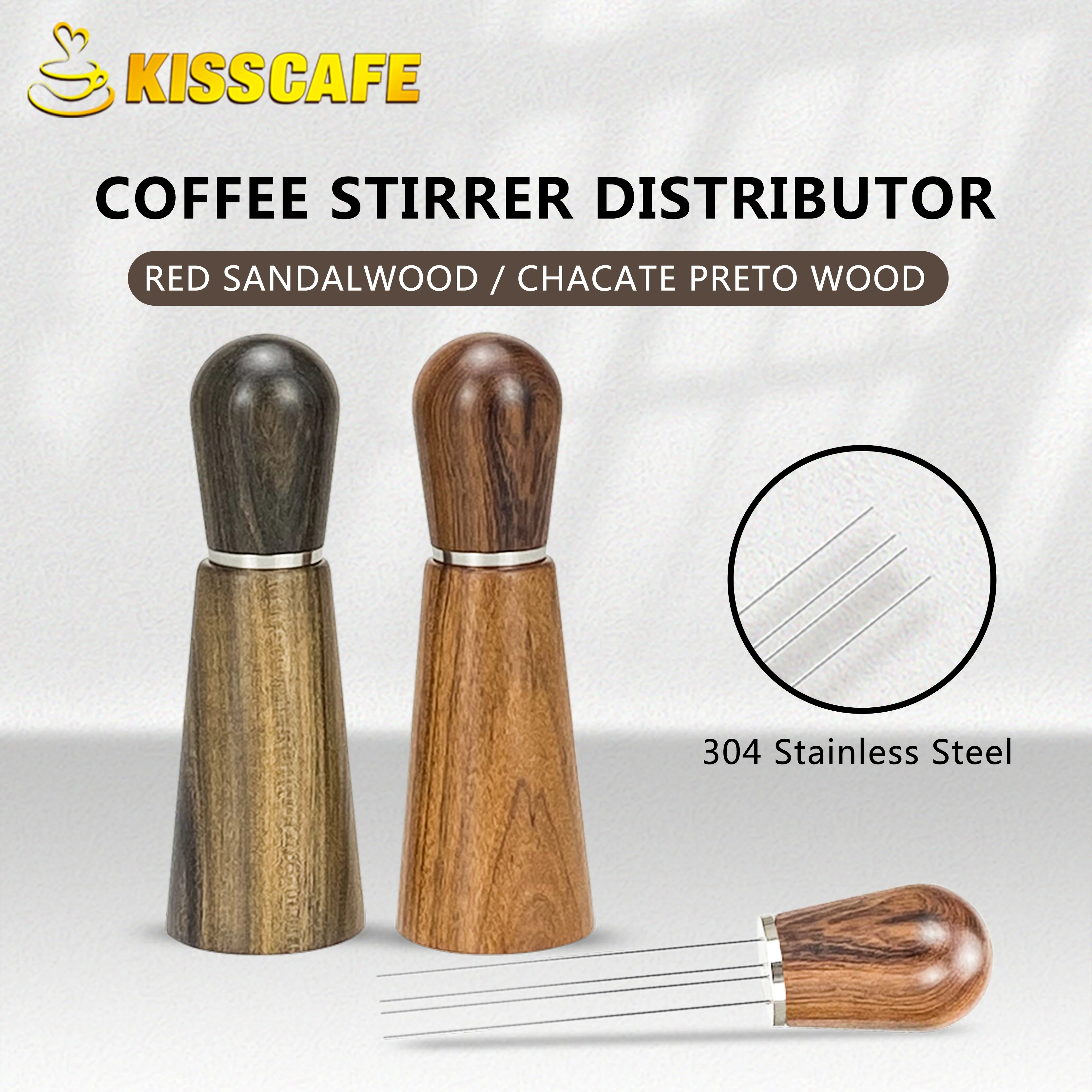 Coffee Needle Distributor 304 Stainless Steel Coffee Stirrer Distribution Leveler Tool Needle Type With Wooden Handle