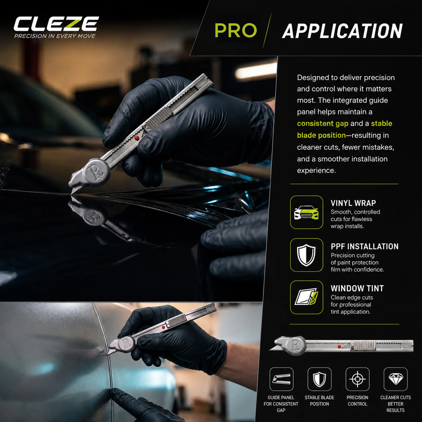 CLEZE 10PCS L/R Protective Covers for Vinyl Wrap Gap Cutter PPF Film Edge Cutting Knife Car Wrapping Tool Accessories