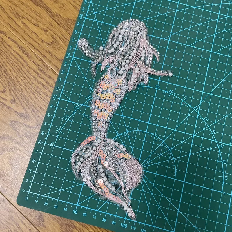 16PCS=1Set Beaded Mermaid, Scallop, Conch, Seahorse Patch 3D Applique for Children\'s Clothing Decoration DIY New Product .
