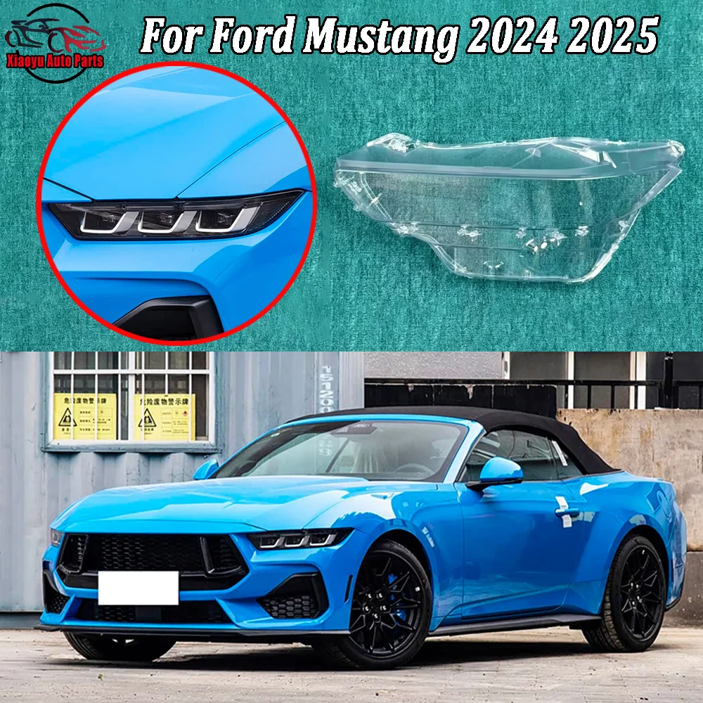 

Front Headlight Cover For Ford 2024 2025 Mustang Transparent Shade Lamp Headlamp Shell Plexiglass Replace Original Lampshade