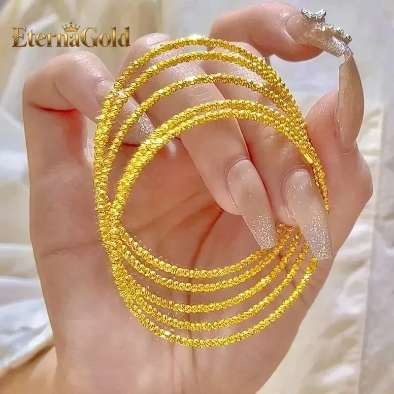 EternaGold Luxury 24K 9999 Pure Gold real gold Women's Didi Ball Bracelet Fashion Beaded Bracelet