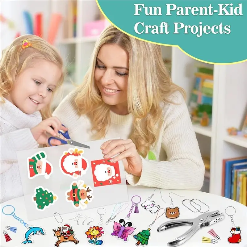 AT44-Kids DIY Keychain Making A4 Semitransparent Plastic Shrink Dink Sheets Kit 170 Pcs Printer Paper