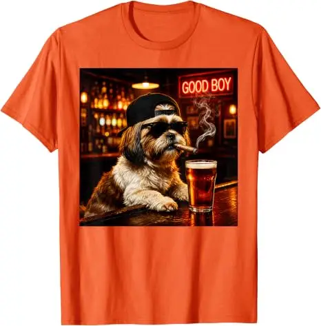 Lustiges Shih Tzu beim Biertrinken Grafik-T-Shirt „Guter Junge Hund“ Meme Y2k Hundebesitzer Nachtclub Bar Leben Grafik-Bekleidung Trinkfeste Männerkleidung – Detail 15
