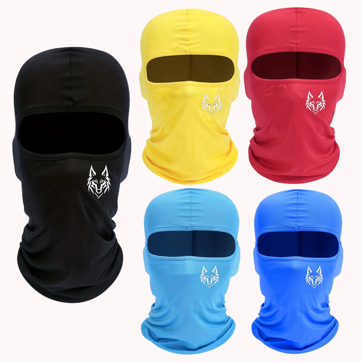 1/4/5PC Vitality Wolf Print Full Face - Fast drying and breathable, suitable for outdoor cycling sports, bold animal design,