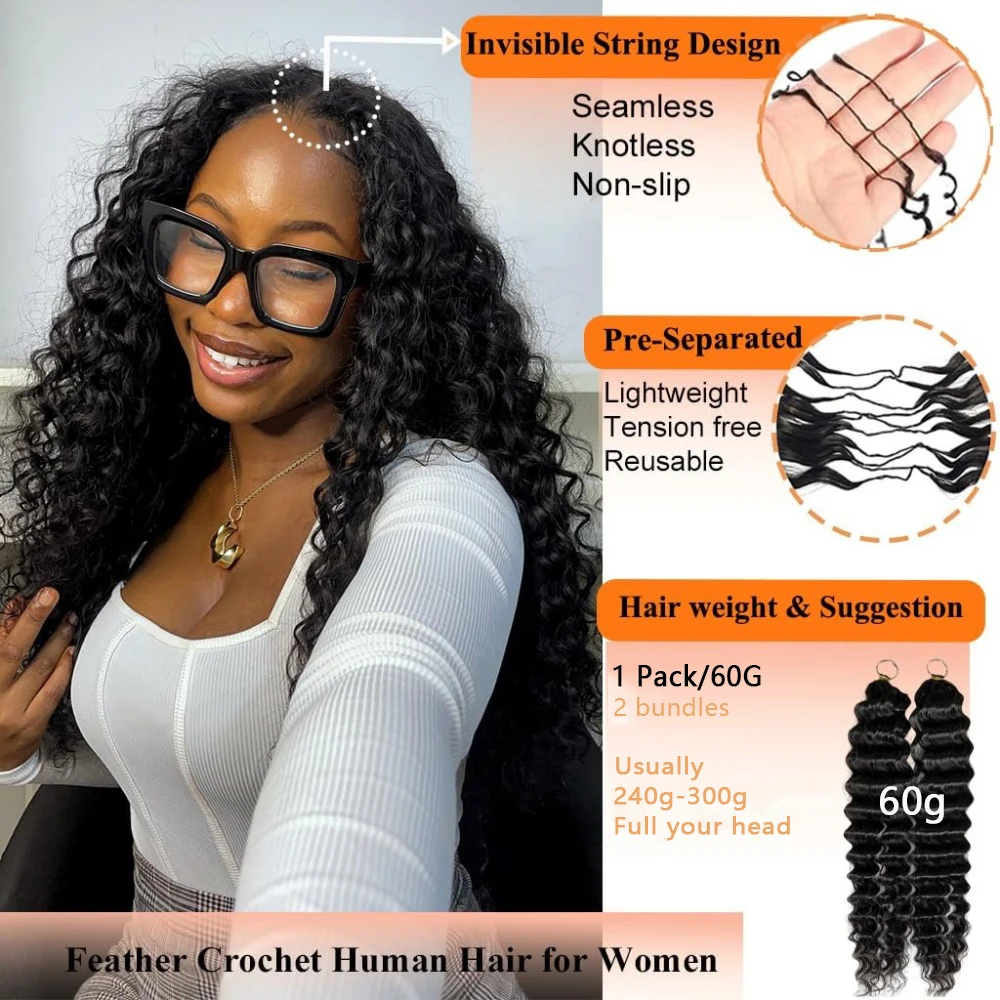 18-20-inch-miracle-knots-hair-deep-wave-human-crochet-hair-for-black-women-pre-separated-feather-crochet-hair-extensions-60g-1pc