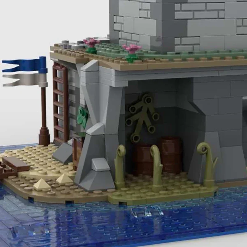 Moc Bausteine Mittelalterliche Burg Modell Insel Leuchtturm Technologie Modulare Blöcke Geschenke Weihnachten Spielzeug DIY Sets Montage