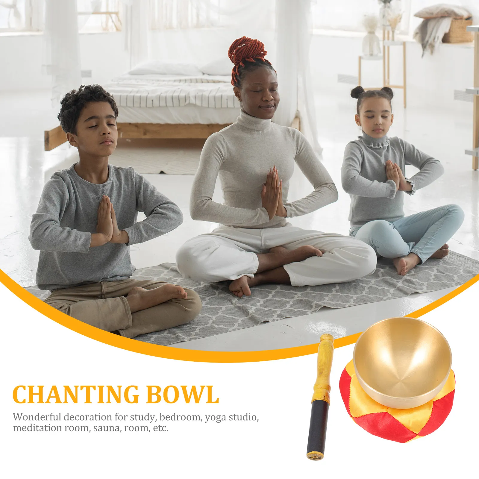 

1 set Copper Singing Bowl Handmade Hammered Yoga Meditation Bowl For Sound Therapy Bedroom Studio Decoration