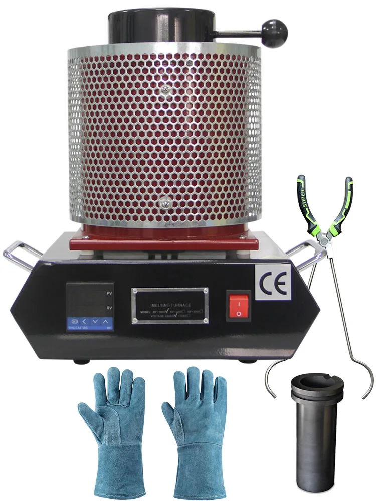 1 كجم فرن صهر الذهب 1150 ° فرن صب المعادن المدمج عالي الحرارة C لصهر خردة معدنية من الألومنيوم والنحاس الذهبي