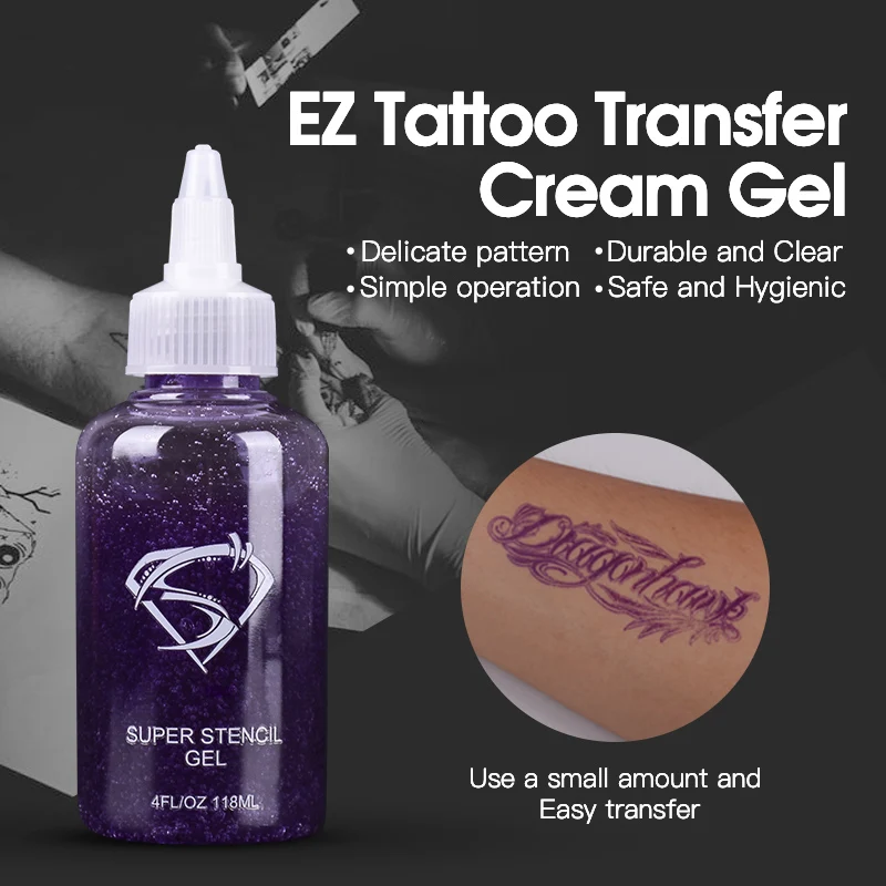 EZ Professional Tattoo Transfer Cream Gel Bottled 4oz Tattoo Art Stencil Use Cosmetic Tattoo Supplies