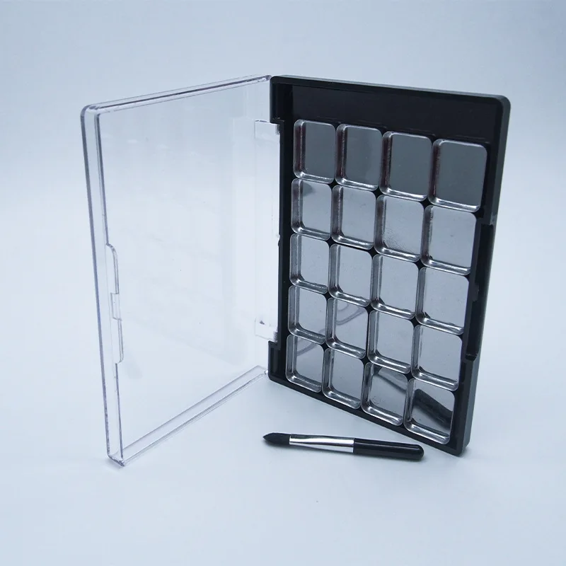 DIY square eye shadow tray red   storage box with   brush