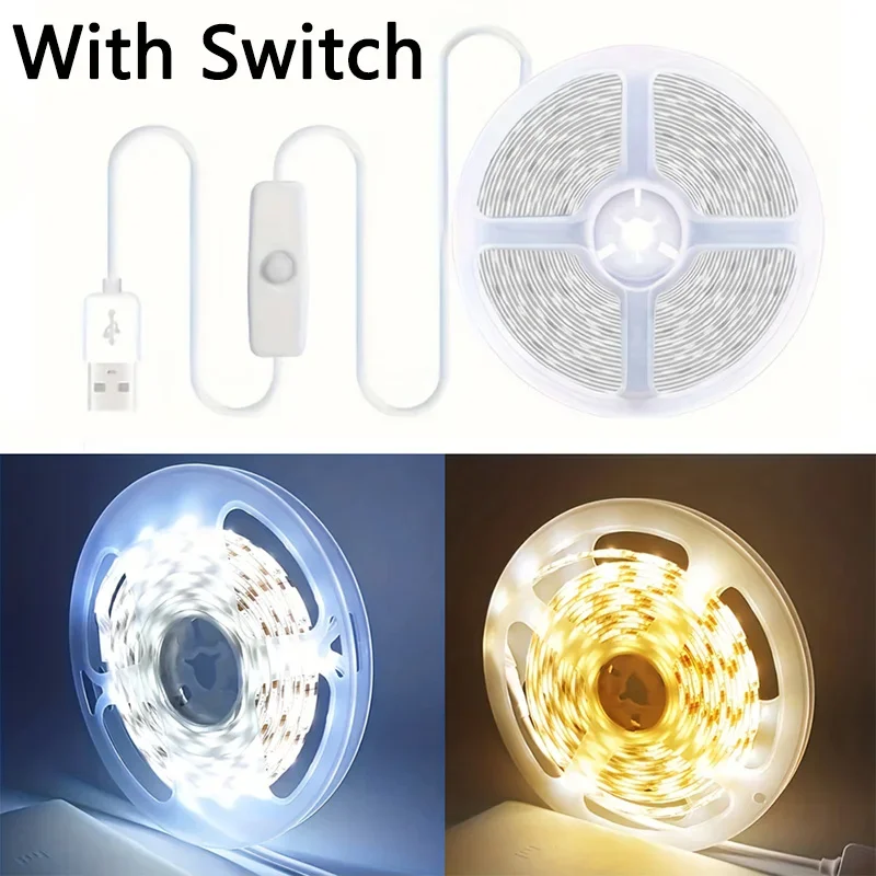 5 V USB LED Verlichting Strip Knop Schakelaar Flexibele Lint SMD3528 Tape 60 LEDs/m voor TV Backlight Kerst DIY Party Decoratie