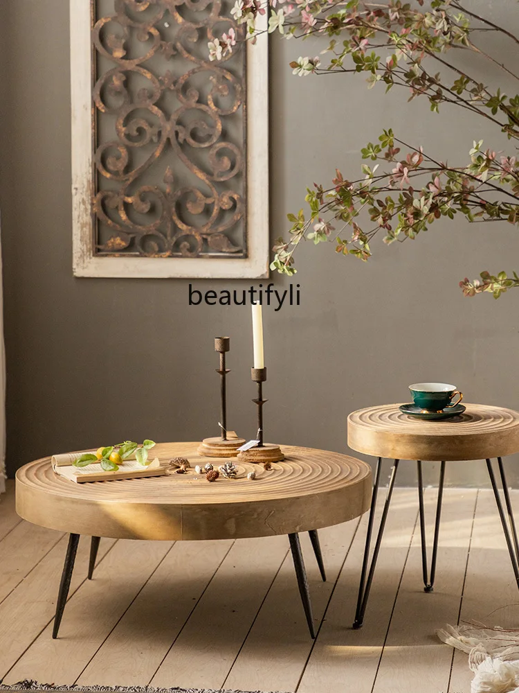 yj Yujifeng small tea table B & B solid wood corner Japanese style small round table negotiation table