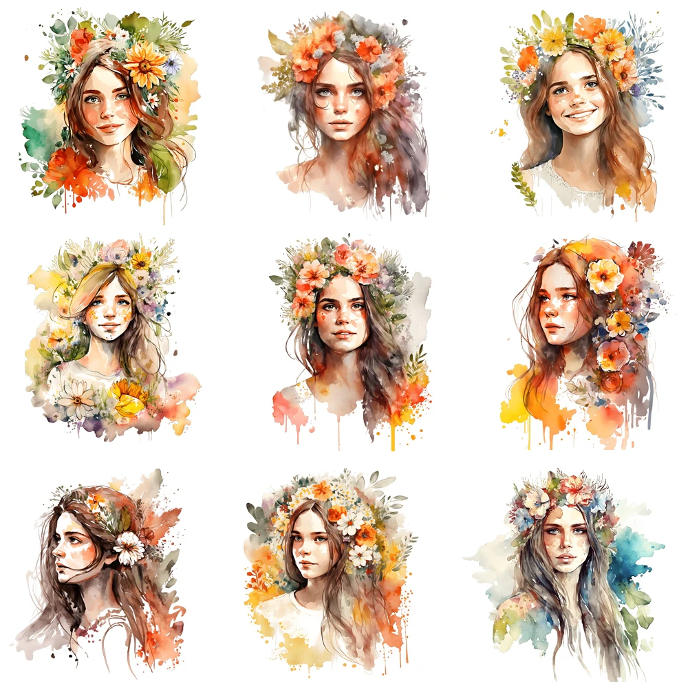 15 سنتيمتر الاطفال الكرتون إكليل زهرة سيدة الحديد على نقل الحرارة ملصق للملابس Pinted الفينيل الحرارية قابل للغسل تي شيرت يزين