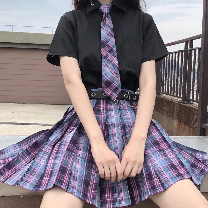 Summer School Girl Uniform Kawaii Pleated Skirt High-waisted Black Plaid Skirt Sexy Mini Skirt Pink Harajuku Tennis Short Skirts