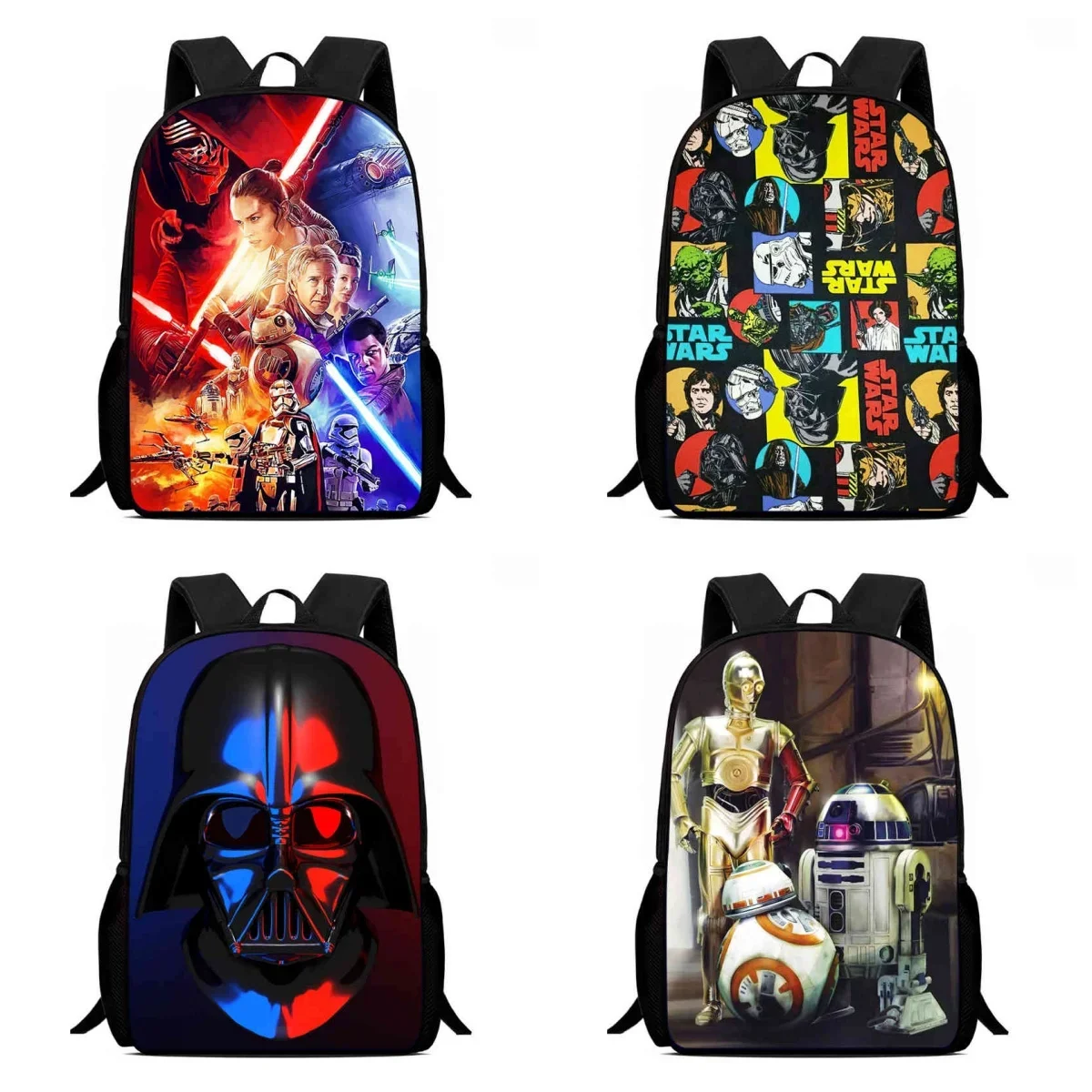 Mochila School Backpack for Child,  Cartoon Star-W-Wars School Bags for Girls Boys,Large Capacity Child Backpack for Aaged 5-10