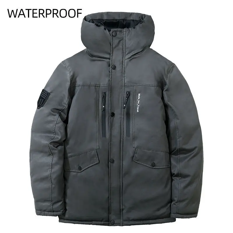 Thickened Winter Windproof Cotton Jacket with Hood for Men Waterproof Casual Outerwear Coats Cotton-padded Jacket Windbreaker