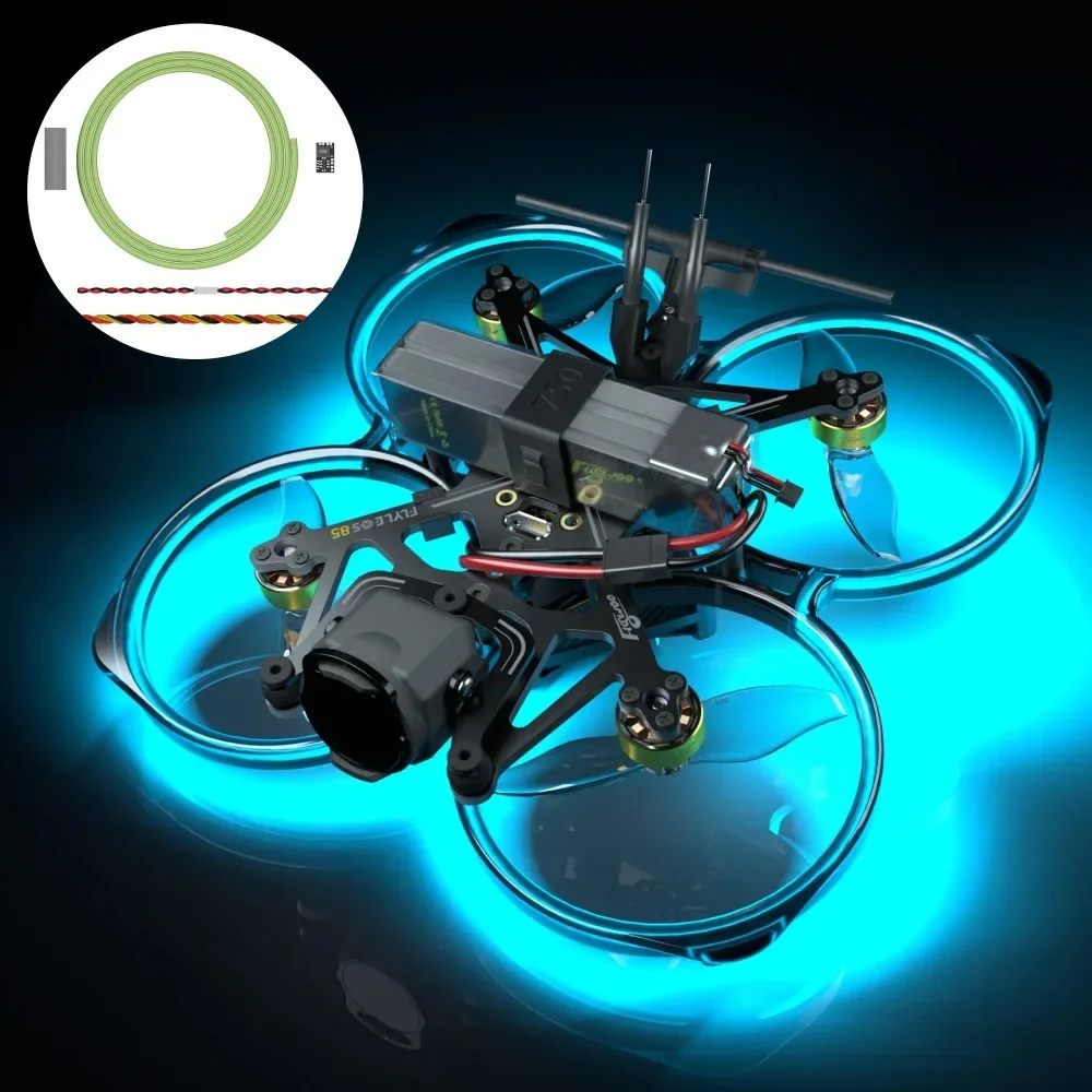 Tira de LED Flexible Flywoo con 3,3 V BEC 2,7mm de ancho 1M de longitud impermeable para Dron FPV piezas de luz voladora nocturna DIY