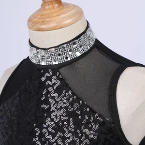 Brillante Strass -Lantejoula Latin Jazz -Tanzkleid, reines Netz, Bulkscheide, Ballett -Lotard -Skating, Tanzkleidung Bühnenbühne für Mädchen 8 Hauptverkäufe langes Chiffon gepresstes Kleid - №8