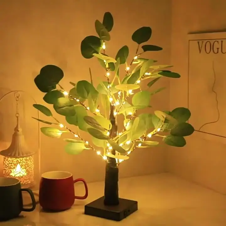 أضواء النباتات الاصطناعية، أضواء الليل، محاكاة البلاستيك النباتات الاستوائية واقعية داخلي نباتات وهمية الديكور شجرة المنزل #6