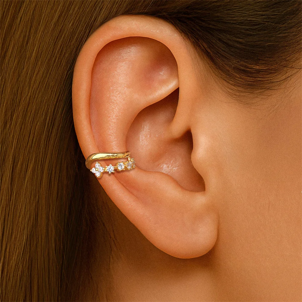 

AIDE Zircon Ear Cuff Stackable Clip Earrings 925 Sterling Silver Climber Ear Clip For Women No Ear Hole Earrings Fine Jewelry