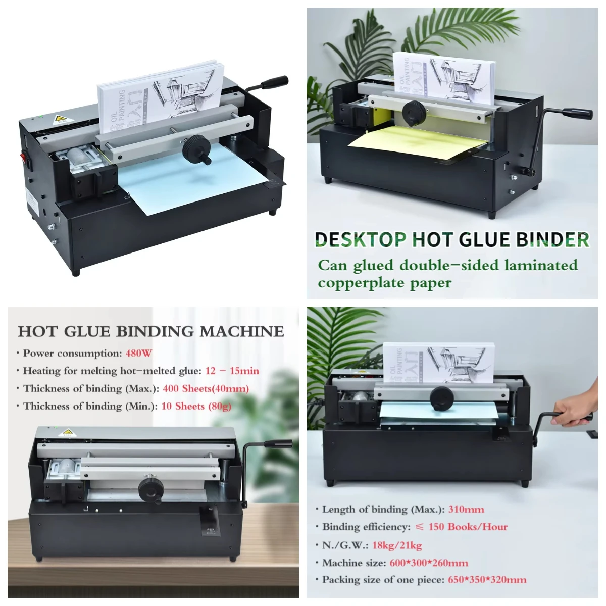 

WJW Factory Price Desktop Automatic Glue Binder Book Hardcover Hot Melt Glue Binding Machine