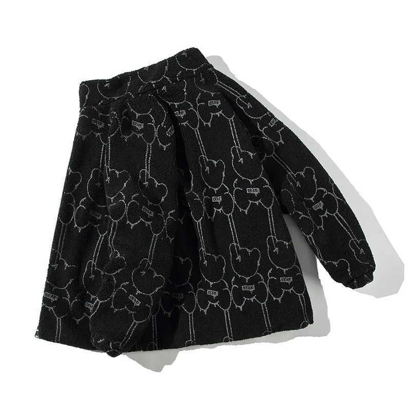 سترة قطنية أنيقة من فرو الخروف بتصميم عصري فضفاض على الطراز الهونغ كونغي والأمريكي للشتاء دافئة وسميكة بأكمام طويلة